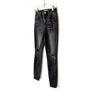 Skinnygirl Jeans The High Rise Skinny in Distressed Black Denim, Size 26